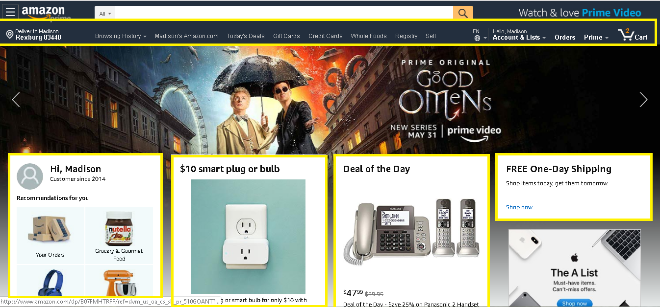 Screen shot illustrating alignment in use